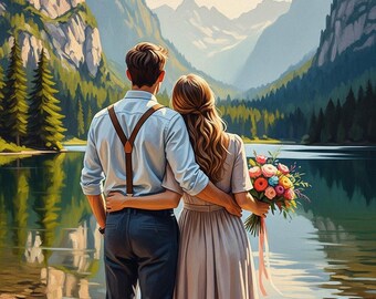 Romantic Couple Landscape Painting