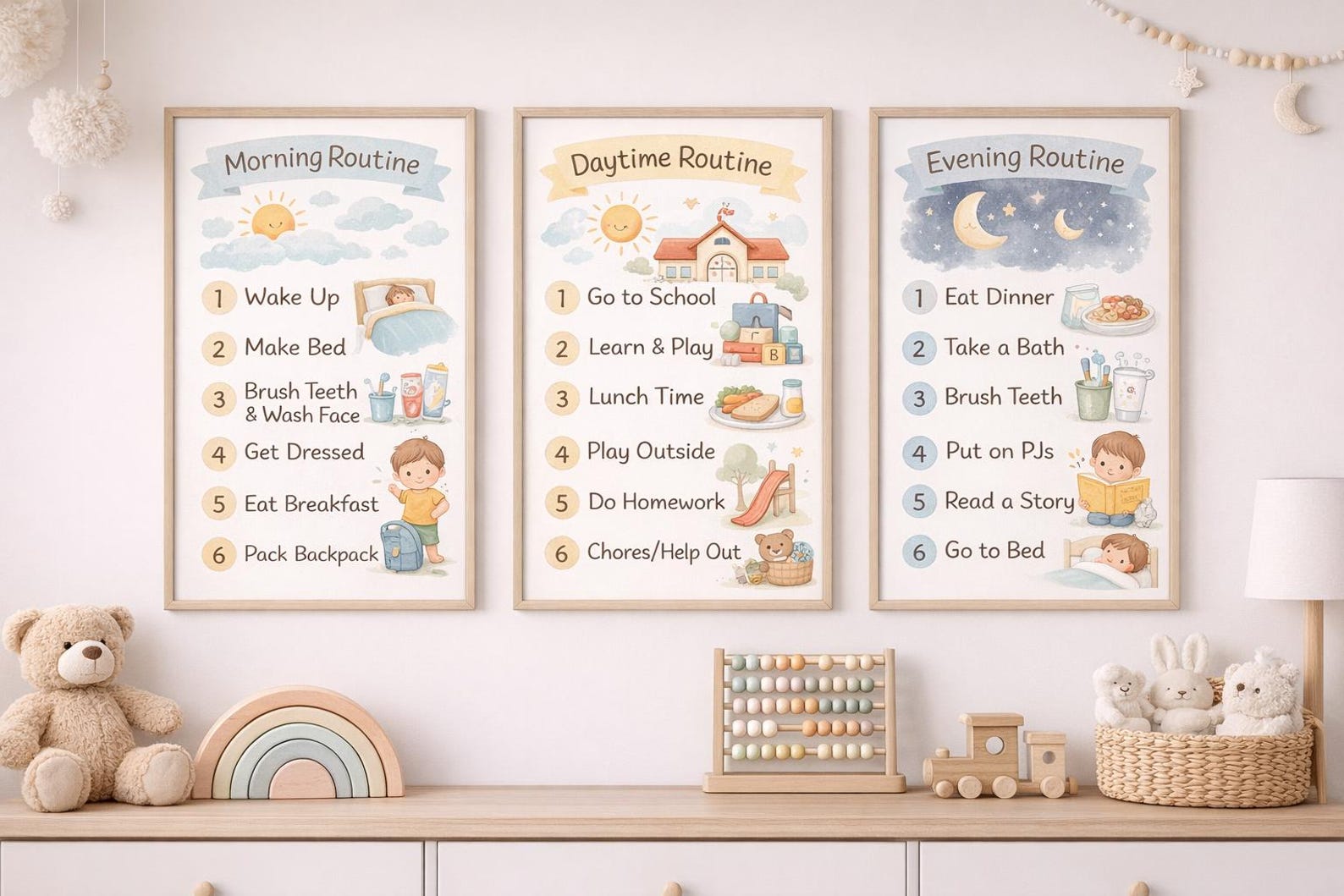 Early Years Daily Routine Banner Kids Daily Routine Wall Art Printable | Morning Day Evening Routine ...