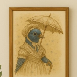 Fancy Victorian Pigeon, Funny Bird Wall Art, Bird Portrait Print, Quirky Animals, Pigeon Poster, AI Digital Art, Printable Wall Art