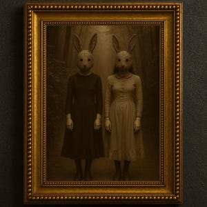 Cult of the Rabbit Forest Sisters, Vintage photography, Dark Academia, Gothic Occult Poster, Gothic Home Decor, Printable Wall Art