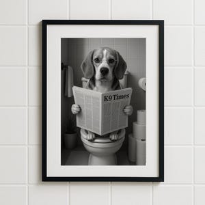 Beagle Wall Art Funny Bathroom Decor Pet Portrait Beagle Dog in Toilet Petshop Art Dog Art Digital Gift Beagle Gift Dog Gift