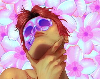 Neon Skull Poster