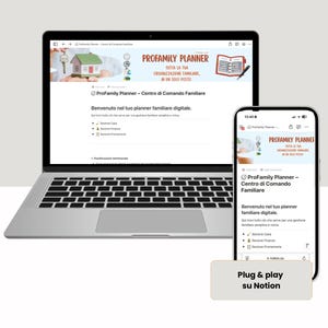 ProFamily Planner | Template Notion Familiare | Calendario, Spese, Pasti, Promemoria | Planner Digitale Casa