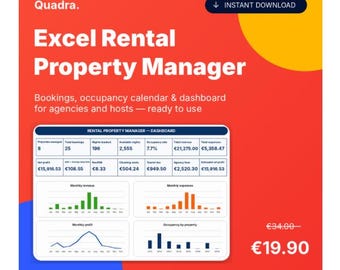 All-in-One Rental Property Management System for Excel | Booking Calendar, Income, Expenses & Multi-Property Dashboard | EUR USD GBP