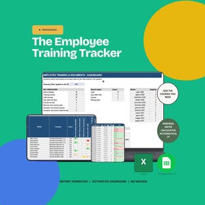 Employee Training Tracker Excel | Training Matrix & Skills Matrix Template, Certification Tracker, Staff Compliance Log | Google Sheets