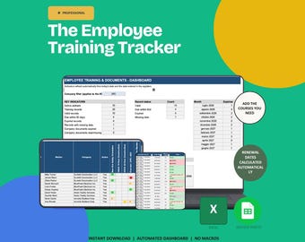 Employee Training Tracker Excel | Training Matrix & Skills Matrix Template, Certification Tracker, Staff Compliance Log | Google Sheets