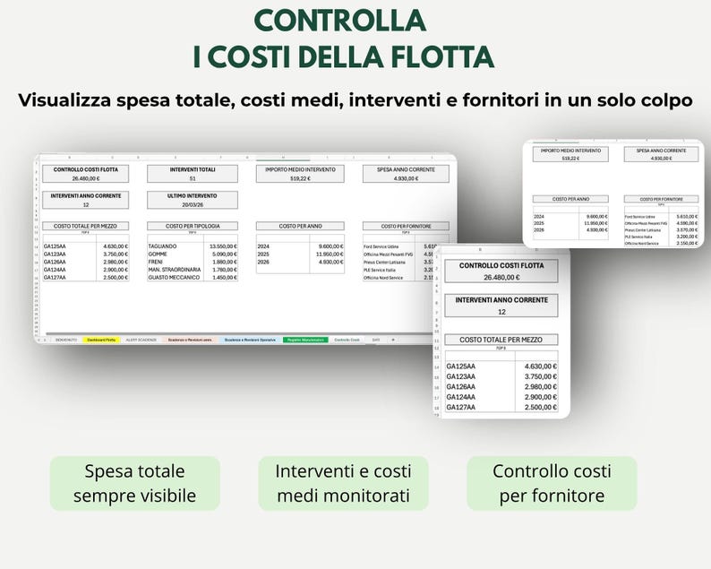 Fleet Management in Excel | Vehicle Schedule, Tax, Insurance, and MOT | Cost and Maintenance Control | KPI Dashboard for SMEs image 9