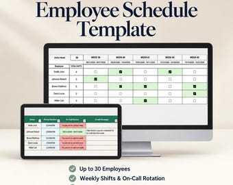 Employee Schedule Excel Template | Staff Schedule Tracker, Shift Planner & Weekly Work Schedule | On Call Rotation, Google Sheets