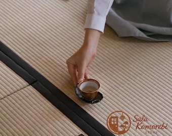 Tappeto tatami giapponese su misura – Tappeto in erba di giunco naturale, tatami fatto a mano, decorazione zen, tappeto per meditazione e sala da tè