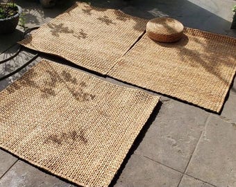 Hand Woven Water Hyacinth Rug | Natural Woven Seagrass Carpets for Home Decor | Hand Braided Area Rug | Rustic Style Straw Floor Mat