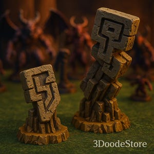 Runeknot Pillars | Fantasy Terrain Miniature | Unpainted