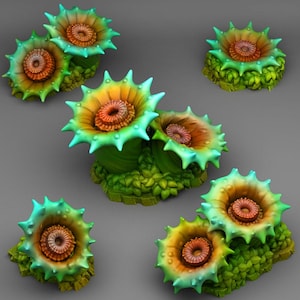 Acid Venus Plants Miniatures for Tabletop Games | Alien Carnivorous Flora Terrain