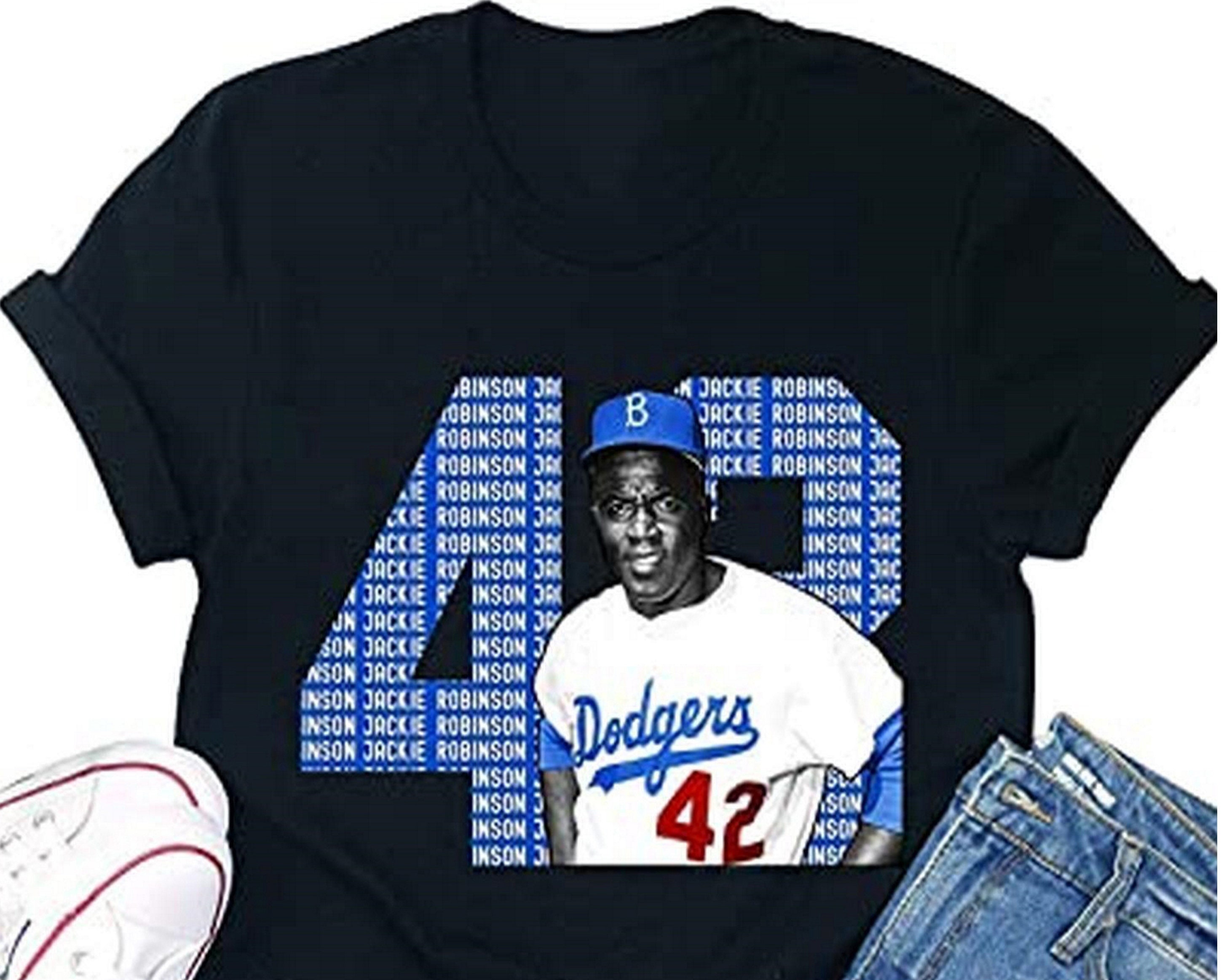  Outerstuff Jackie Robinson Brooklyn Dodgers #42 Youth Size  Player Name & Number T-Shirt (Small, Charcoal Gray) : Sports & Outdoors