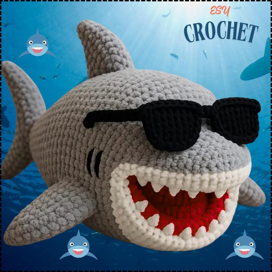 No-sew Shark Amigurumi Crochet Bundle – Baby & Giant Plush PDF | Easy ...