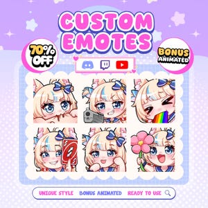 Emotes personalizados para streamers de Twitch, emoticonos animados para Twitch, Discord, emoticonos de patadas, emoticonos de anime chibi, YCH, emoticonos de animales peludos adorables