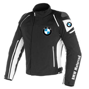 Blouson en cuir BMW fait main pour homme : Blouson de course de motard haut de gamme au design inspiré du MotoGP, parfait pour les passionnés de moto et les motards