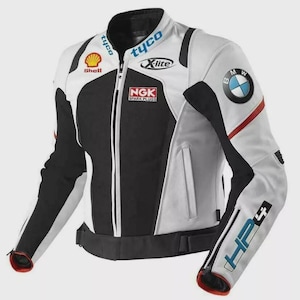 Blouson en cuir de course BMW fait main - Style moto classique pour homme, cadeau parfait pour lui