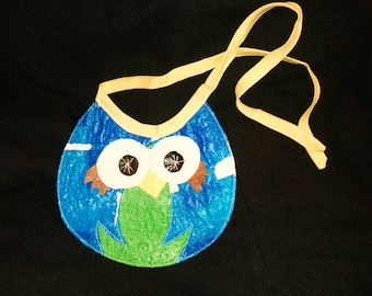 Fused plastic baby owl bib