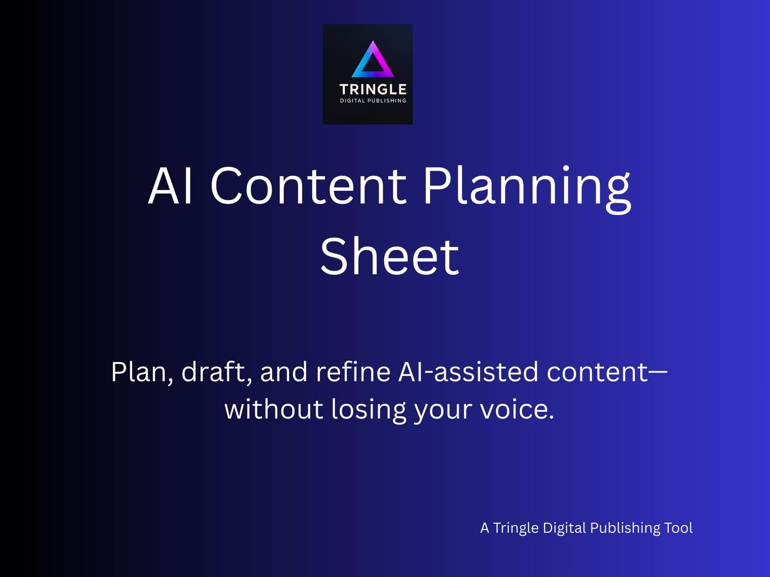AI Content Planning Sheet | Printable Content Planner for Writers ...