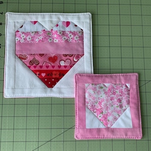 Valentine Mug Rug and Coaster Set Pink and Red Ombre Heart