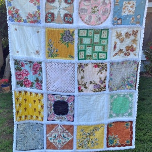 Deposit Listing Your Hankies Vintage Hankie Handkerchief Rag Quilt Made to Order for You image 8