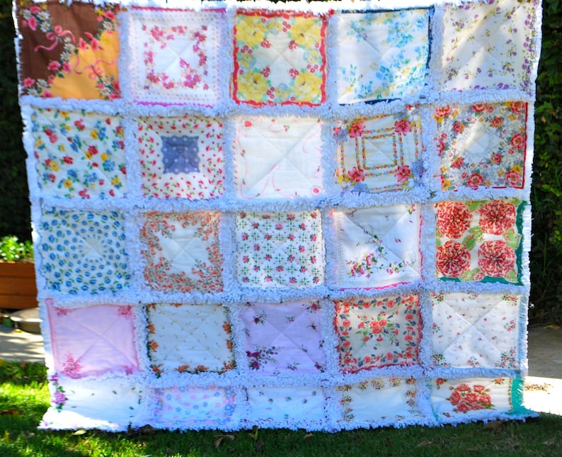 Deposit Listing Your Hankies Vintage Hankie Handkerchief Rag Quilt Made to Order for You image 7