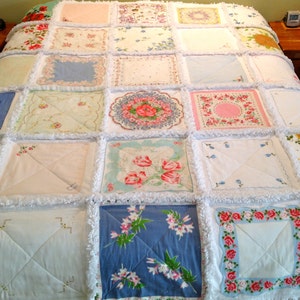 Deposit Listing Your Hankies Vintage Hankie Handkerchief Rag Quilt Made to Order for You image 1