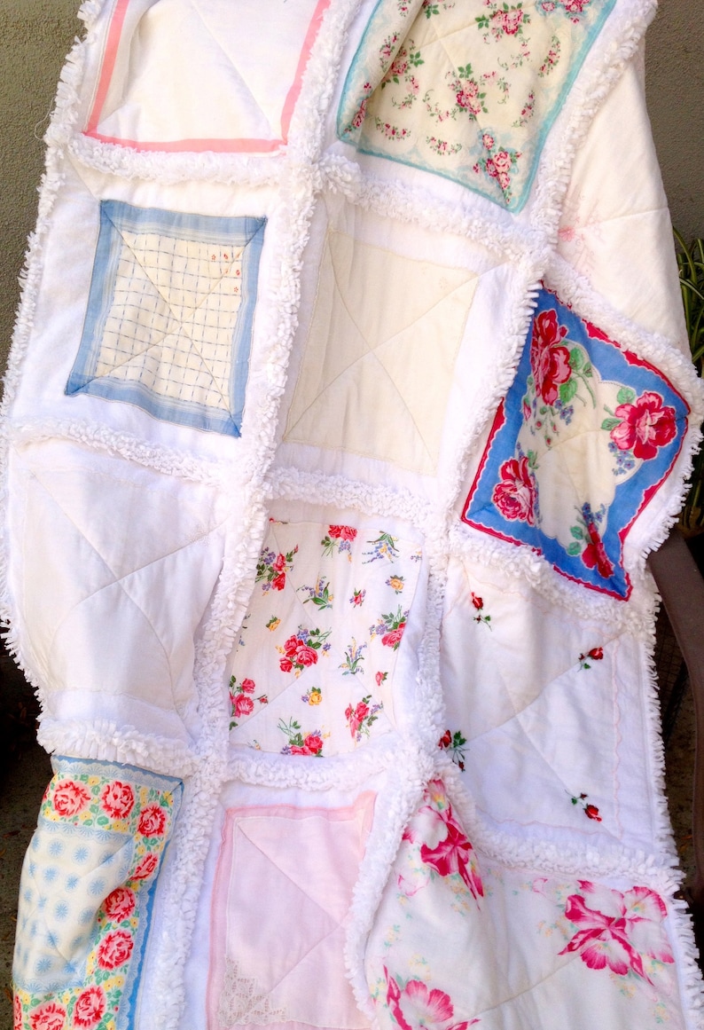 Deposit Listing Your Hankies Vintage Hankie Handkerchief Rag Quilt Made to Order for You image 3