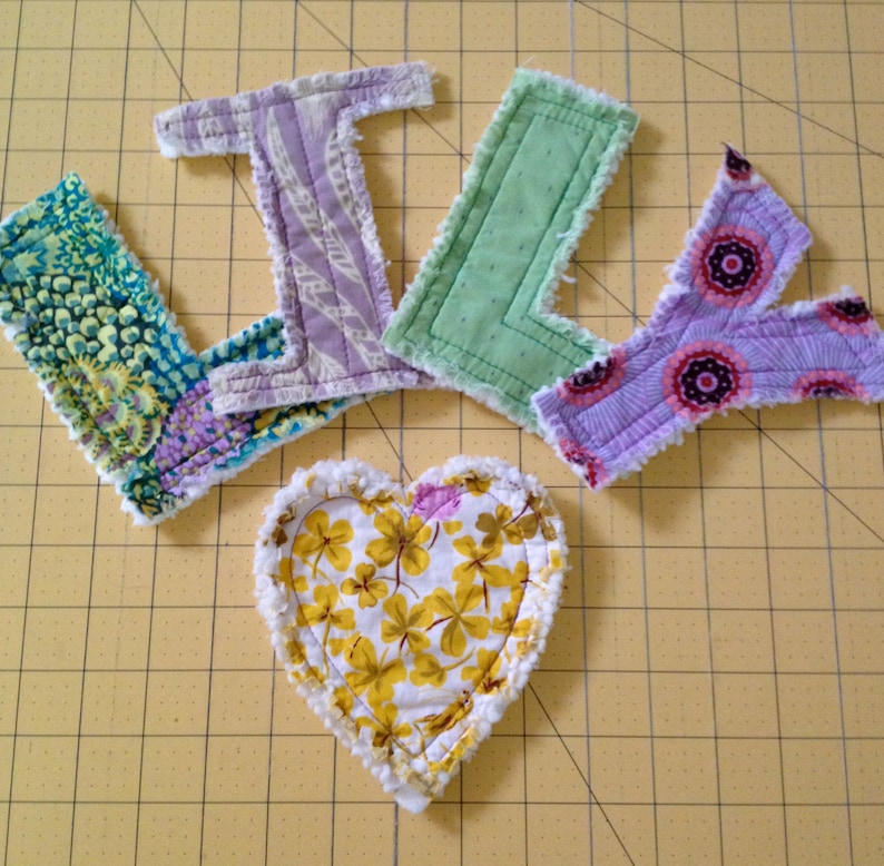 Rag Quilted Soft Fabric Name Letters Etsy