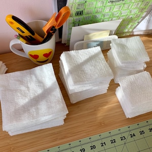 Precut Batting Squares Pre-cut 36 piece bundles in 3&quot;, 4&quot;, 5&quot; and 6&quot; and larger pieces