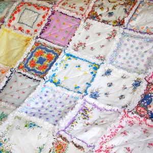 Deposit Listing Your Hankies Vintage Hankie Handkerchief Rag Quilt Made to Order for You image 6