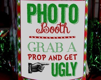 Ugly Sweater Party Photo Booth Props: Garland, Bowties, Mustaches (Instant Download)