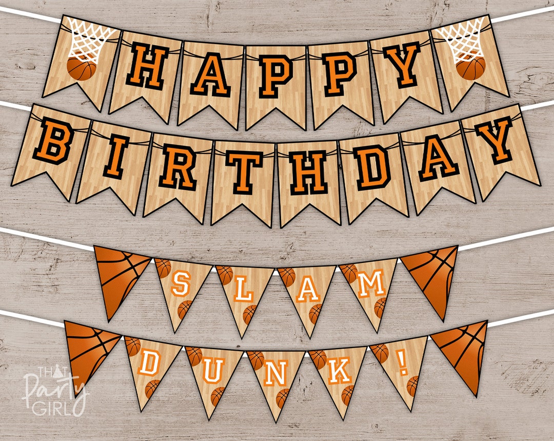Basketball Party Happy Birthday Banners Decorations Printable DIY ...