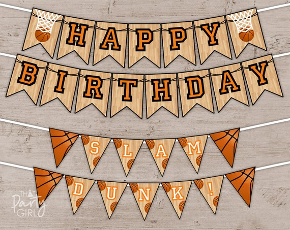 Basketball Party Happy Birthday Banners Decorations Etsy