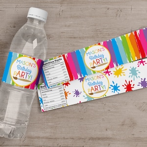 Art Party, Art Party Water Bottle Labels, Art Party Favors, Art Party Drink Labels, Painting Party Water Bottle Labels, Paint Party Labels