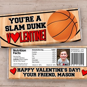 Basketball Valentine Candy Bar Wrappers - Basketball Valentines - Personalized Basketball Valentine's Day Printable