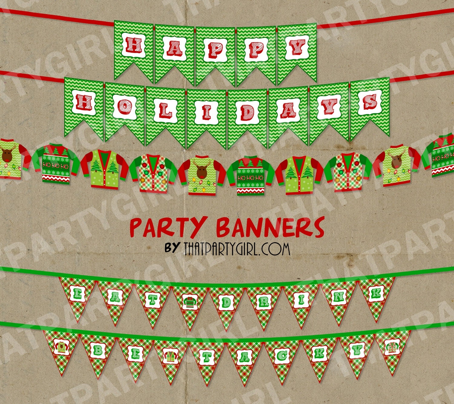 Ugly Sweater Party Holiday Banner DIY digital U Print | Etsy