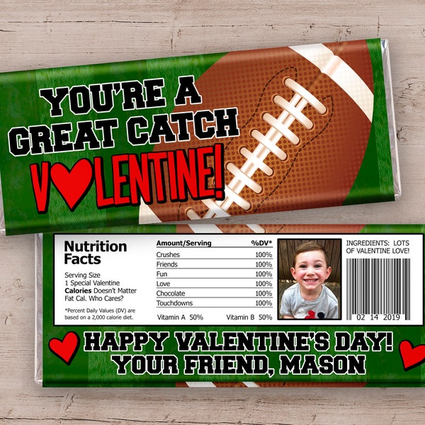 Football Valentine Candy Bar Wrappers - Football Valentines - Football Valentine's Day Printable