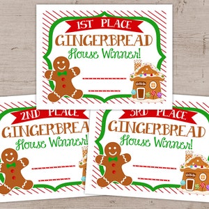 Certyfikaty nagród Gingerbread House Awards, Konkurs na piernikowy chleb do wydrukowania, Konkurs na piernikowy dom, Nagrody za przyjęcie świąteczne DIY