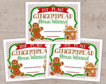 Gingerbread House Awards Certificates, Ginger Bread Contest Printable Awards, Gingerbread House Competition, Christmas Party Awards DIY