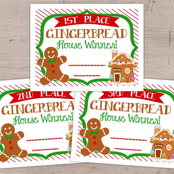 Gingerbread House Awards Certificates, Ginger Bread Contest Printable Awards, Gingerbread House Competition, Christmas Party Awards DIY