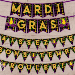 Bannière de fête de Mardi Gras - DIY U Print - Téléchargement immédiat