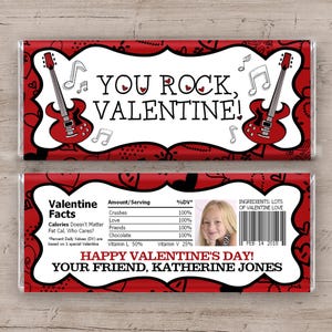 You Rock Valentine, Valentinstag Party Favors Candy Bar Wrappers, druckbare Schokoladenverpackungskarte, süße Kinder, Schule, Klassenzimmer, Valentinstag