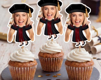 Graduation Cupcake Toppers, Doctorate 2026 Grad Party Favors, Personalized Big Head Face Graduate Decorations, Lawyer Doctor Masters PHD