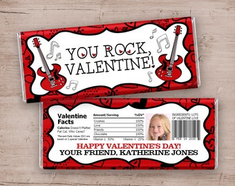 Valentine Candy Bar Wrapper, You Rock Valentine, Girls Rock Valentines, Boys Rock Valentines, Rock Star Valentine es, druckbare digitale Datei