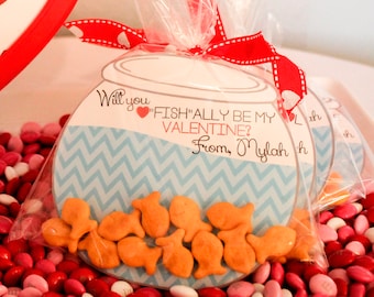 Gold Fish Valentines Day Cards - DIY Personalized - 4 Different Sayings