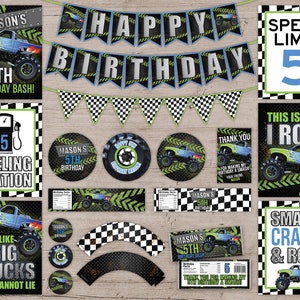 Monster Truck Invitation, Monster Truck Birthday Party Invitations, Monster Truck Party Decorations, VIP Pit Pass Birthday Decor Invites image 4