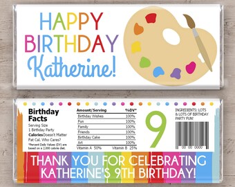 Art Birthday Party Candy Bar Wrapper: Painting Palette (Digital Download)