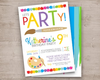 Art Party Invitation, Art Birthday Invitation, Art Party Invite, Paint Party Invite, Paint Party Invitations, Paint Birthday, Art Birthday