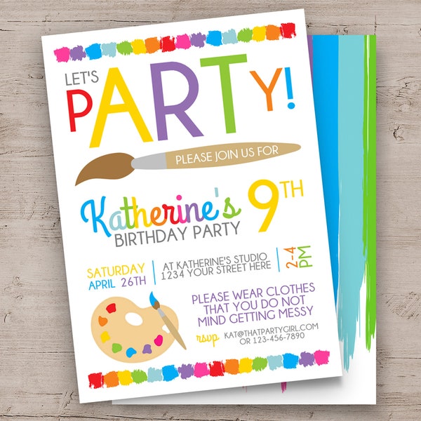 Art Party Invitation, Art Birthday Invitation, Art Party Invite, Paint Party Invite, Paint Party Invitations, Paint Birthday, Art Birthday